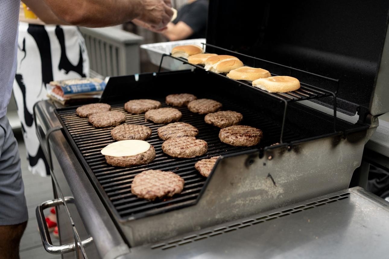 Backyard cookout with charcoal grilling