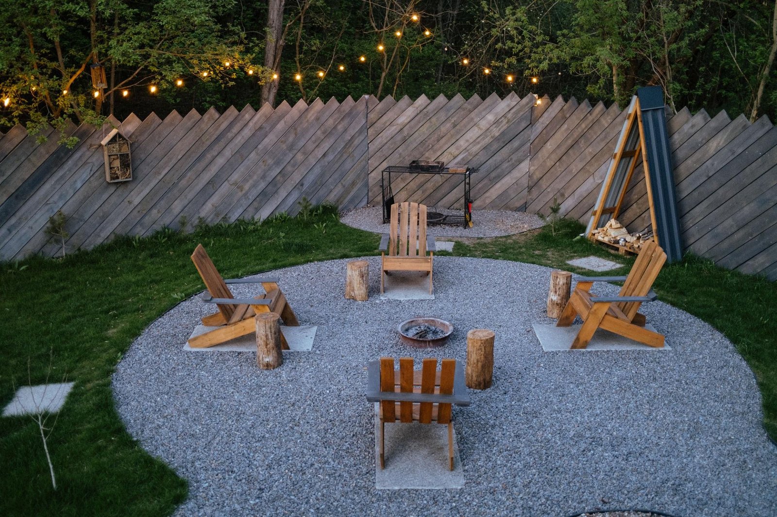 Campfire lit up in the dark at night