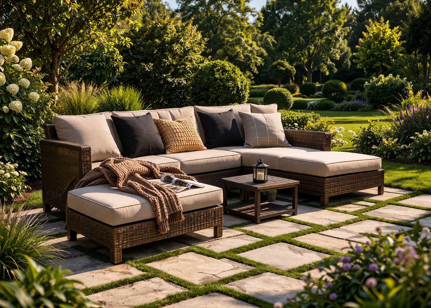 Peaceful patio lounge area