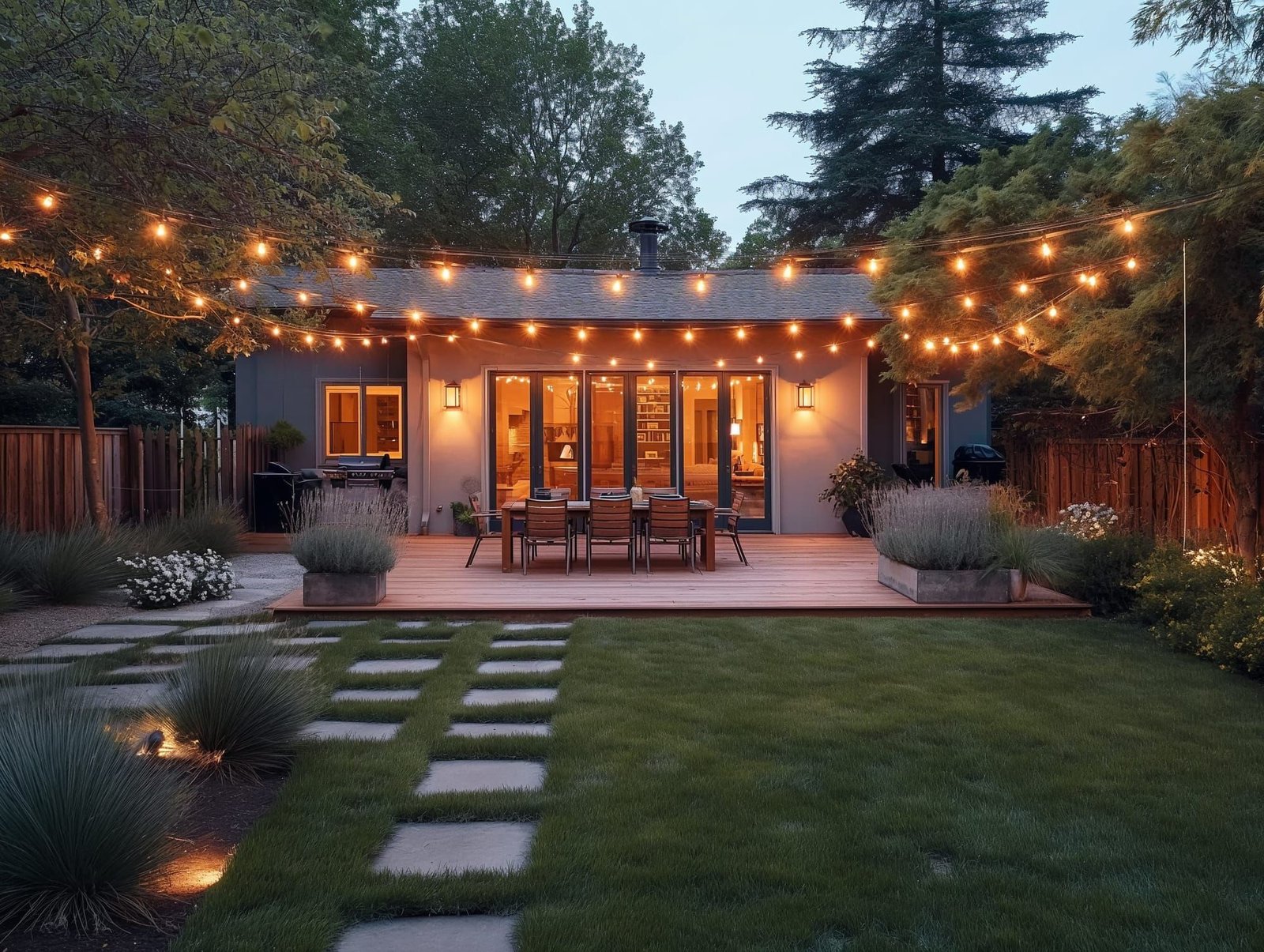 Backyard at dusk